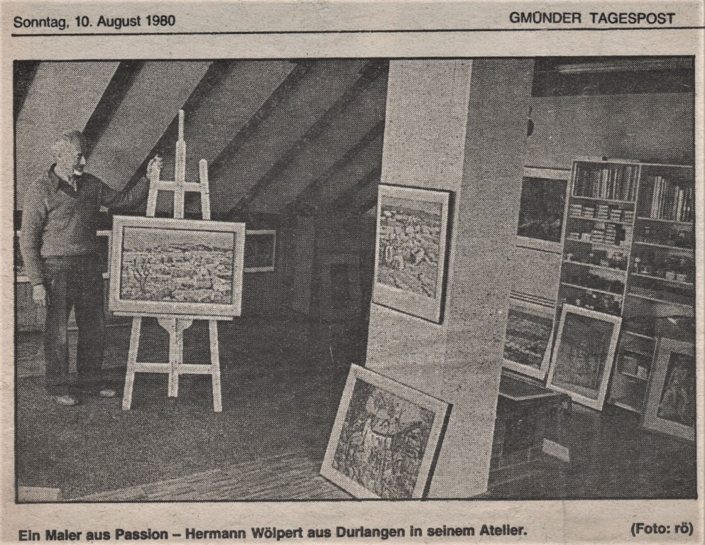 Woelpert Hermann Atelier Durlangen Gmuender Tagespost Kunstausstellung Prediger August 1980